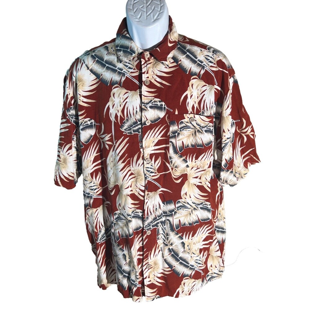 KNIGHTSBRIDGE Men's Short Sleeve Button Down Floral Hawaiian‎ Shirt Large
